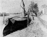 Barges at low tide
