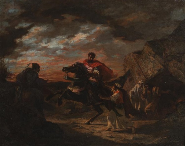 fighting scene with horse