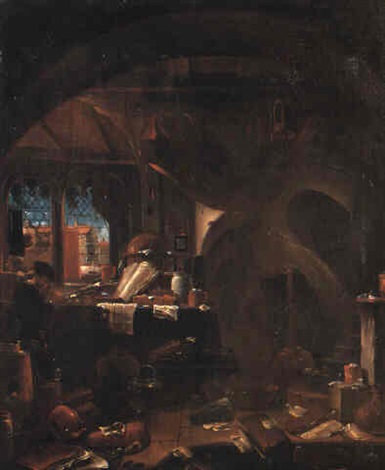 Alchemist in his study by Thomas Wijck on