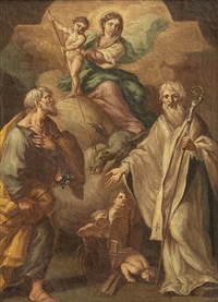 Madonna and Child killing the devil between St... Madonna and Child killing the devil between St...