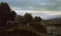 A shepherd with his flock, 1875–1875