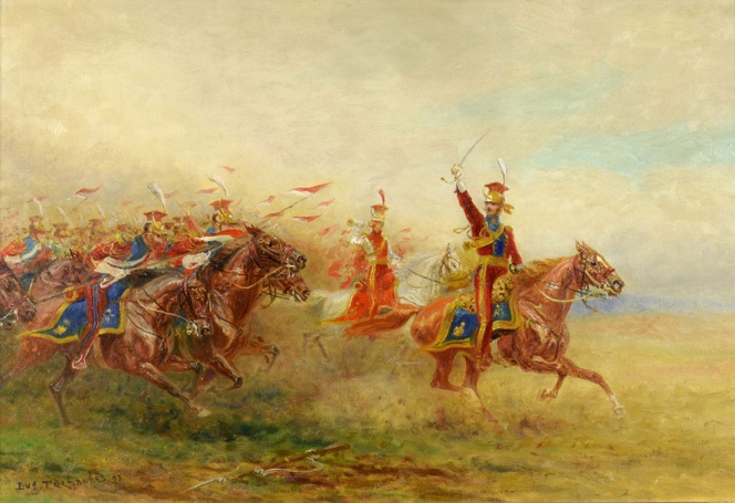 polish hussars attacking by