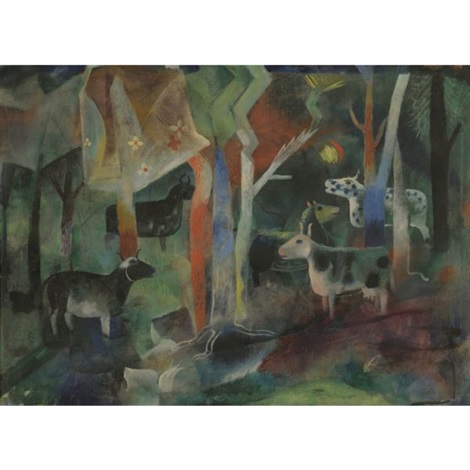 Kuhe Im Wald Cows In The Forest By Heinrich Campendonk On Artnet