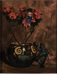 Vaso di fiori con pupazzetto Lenci appeso..., 1930 Vaso di fiori con pupazzetto Lenci appeso..., 1930