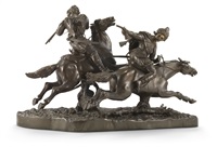 A BRONZE MODEL OF TWO COSSACKS ON..., 1875–1899