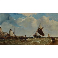 FISHING BOATS COMING AND GOING FROM A BUSY..., 1862 FISHING BOATS COMING AND GOING FROM A BUSY..., 1862