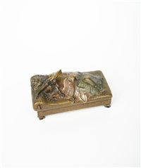 A Viennese cold painted bronze erotic box and... A Viennese cold painted bronze erotic box and...