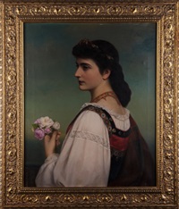 Porträt einer Dame nach links, mit einem..., 1882 Porträt einer Dame nach links, mit einem..., 1882