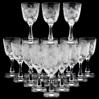 Hawkes, Set of (18) ChrysanthemumWater Goblets