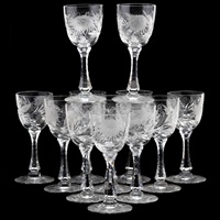 Hawkes, Set of Twelve ChrysanthemumWine Goblets Hawkes, Set of Twelve ChrysanthemumWine Goblets