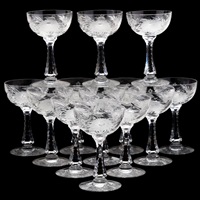 Hawkes, Set of (13) ChrysanthemumChampagne Coupes