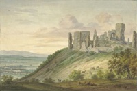 Blick auf das neue Schloss und die Burgruine , 1820