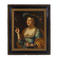 A Portrait Of A Lady Holding A Staff A Portrait Of A Lady Holding A Staff