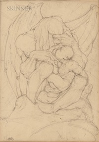 Two Drawings: Winged Creature with Child, 1920–1929 Two Drawings: Winged Creature with Child, 1920–1929
