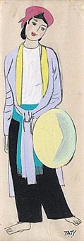 Jeune fille tenant le chapeau