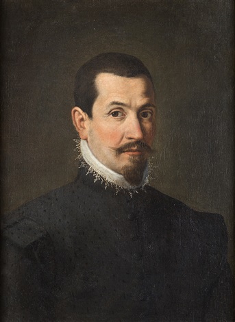 Portrait Of A Gentleman With Short Hair Upturned Moustache And