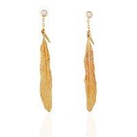 H. STERN 18K GOLD AND DIAMOND FEATHER EARRINGS
