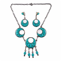 Silver and Turquoise Channel Inlay Necklace and... Silver and Turquoise Channel Inlay Necklace and...