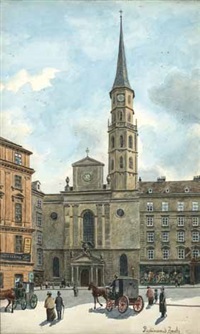 Blick auf den Turm der Michaelerkirche in Wien Blick auf den Turm der Michaelerkirche in Wien