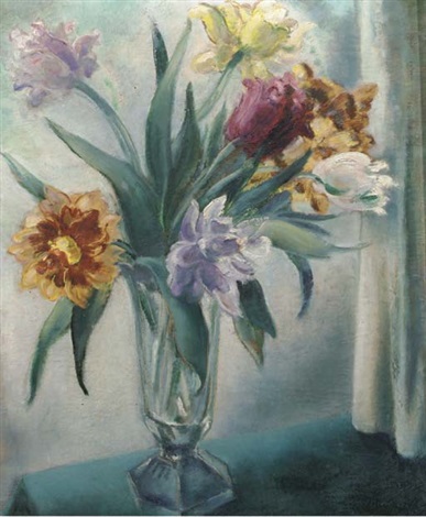 A Still Life With Tulips In Glass Vase By Mommie Schwarz On Artnet A Still Life With Tulips In Glass Vase By Mommie Schwarz