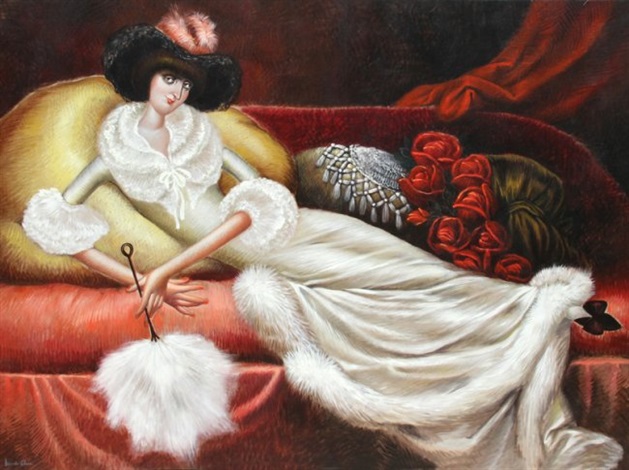 reclining female figure painting