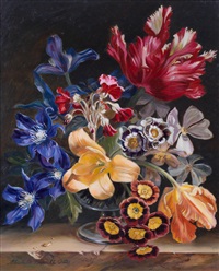 Still life of mixed flowers in a vase Still life of mixed flowers in a vase