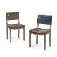 TWO ELIZABETH II OAK CORONATION CHAIRS BY W. , 1953 TWO ELIZABETH II OAK CORONATION CHAIRS BY W. , 1953