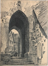 Torbogen mit Heuwagen