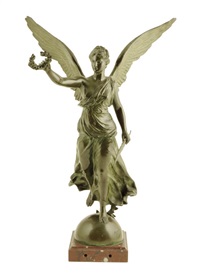 A model of Victory, holding a laurel wreath and a palm branch and standing on a globe, 1850–1899