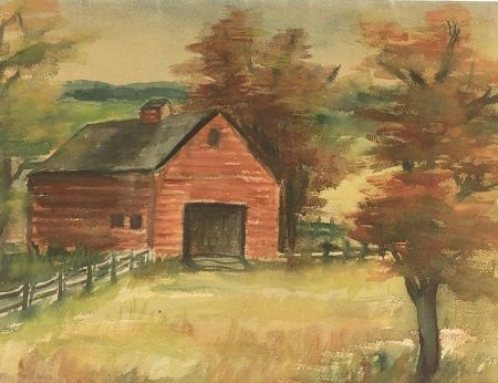 Autumn Landscape With A Red Barn By Paul Raphael Meltsner On Artnet