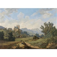 Sommerlandschaft mit Prozession und..., 1892 Sommerlandschaft mit Prozession und..., 1892