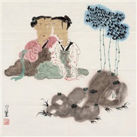 仕女 镜片 设色纸本