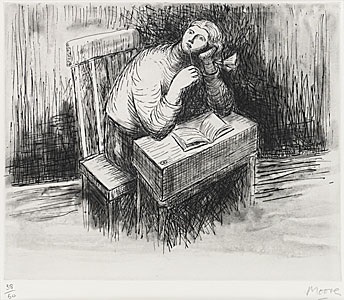 Girl doing homework henry moore 08 picture