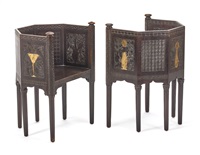 Pair of carved, ebonised and gilded..., 1920–1929 Pair of carved, ebonised and gilded..., 1920–1929