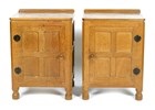 A Pair Of Robert Mouseman Thompson Oak Bedside Cabinets By A Pair Of Robert Mouseman Thompson Oak Bedside Cabinets By
