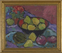 Still-life of pears in a bowl
