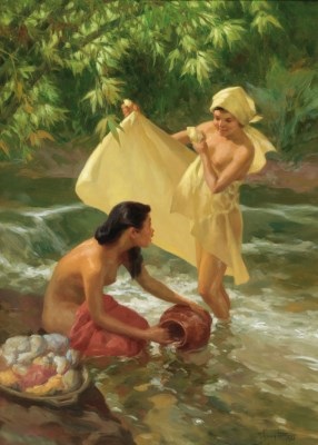 maidens by a stream by fernando cueto amorsolo on artnet fernando amorsolo