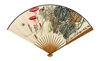 杨秀珍画，齐白石题  朝颜