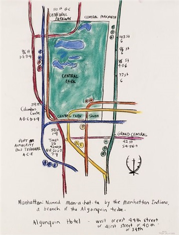 drawing for the armory 9 manhattan subway map by karen kilimnik