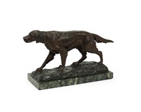 A patinated bronze model of a pointer