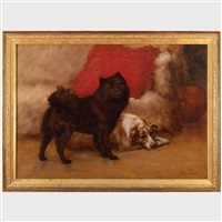 Study of a Black Chow and a Rough Collie