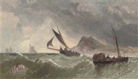 Fishing craft in a swell off the coast, 1857 Fishing craft in a swell off the coast, 1857
