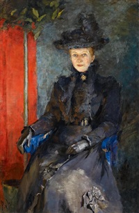 Portrait einer vornehmen Dame im schwarzen Kleid Portrait einer vornehmen Dame im schwarzen Kleid