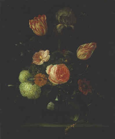 Flowers In A Glass Vase On A Ledge By Jan Davidsz De Heem On Artnet