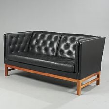 Freestanding Two Seater Sofa With Mahogany Frame Upholstered Freestanding Two Seater Sofa With
