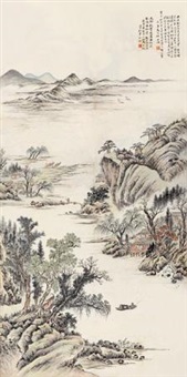 江山胜揽 立轴 设色纸本