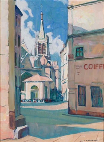 a street in paris, eglise st. julien by jane peterson