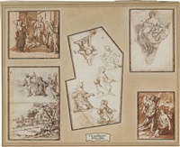 Five drawings mounted as one