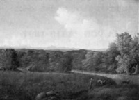 Landskapsutsikt med dovvilt, 1864