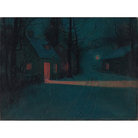 Cabins At Night By Svend Rasmussen Svendsen On Artnet